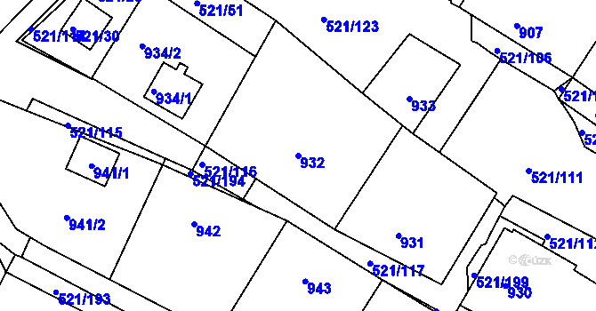 Parcela st. 932 v KÚ Rokle, Katastrální mapa