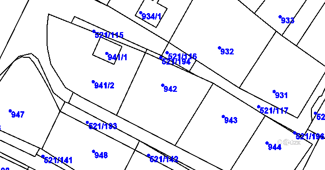Parcela st. 942 v KÚ Rokle, Katastrální mapa