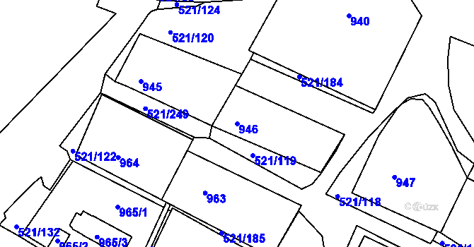Parcela st. 946 v KÚ Rokle, Katastrální mapa