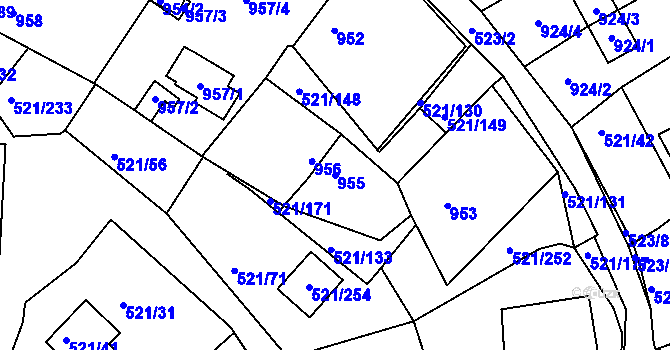 Parcela st. 955 v KÚ Rokle, Katastrální mapa