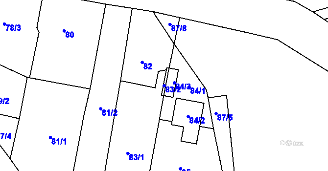 Parcela st. 83/2 v KÚ Rokle, Katastrální mapa