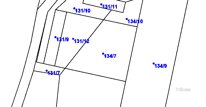 Parcela st. 134/7 v KÚ Rokle, Katastrální mapa