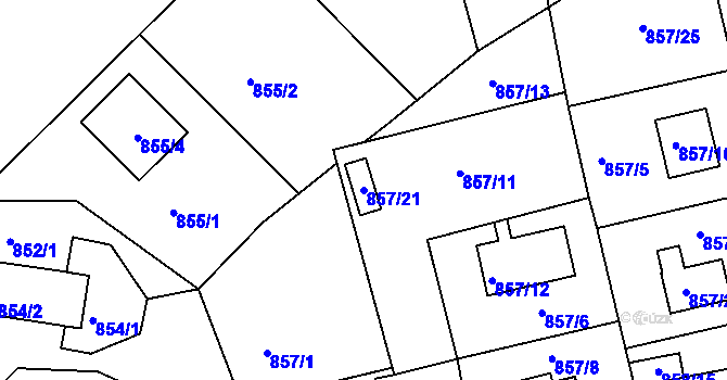 Parcela st. 857/21 v KÚ Rokle, Katastrální mapa