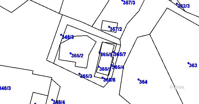 Parcela st. 365/5 v KÚ Rokle, Katastrální mapa