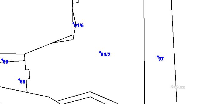Parcela st. 91/2 v KÚ Rokle, Katastrální mapa