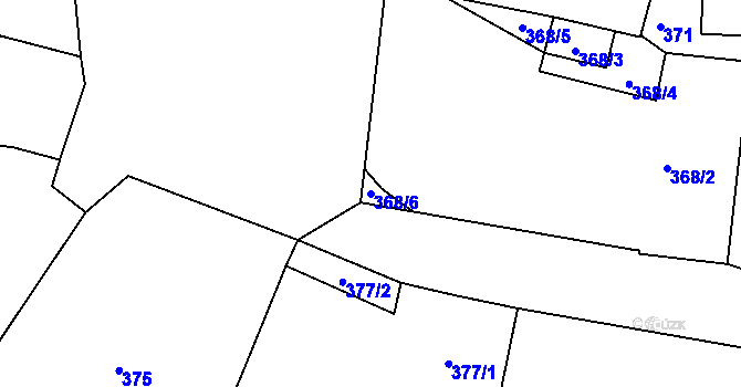 Parcela st. 368/6 v KÚ Rokle, Katastrální mapa