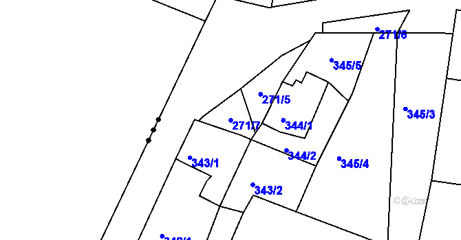 Parcela st. 271/7 v KÚ Rokle, Katastrální mapa