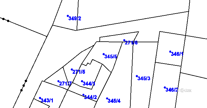 Parcela st. 345/5 v KÚ Rokle, Katastrální mapa