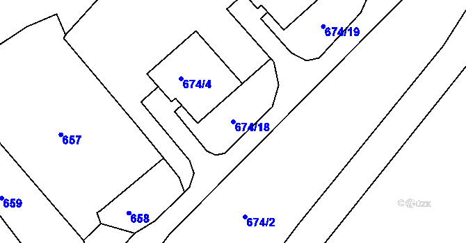 Parcela st. 674/18 v KÚ Rokle, Katastrální mapa