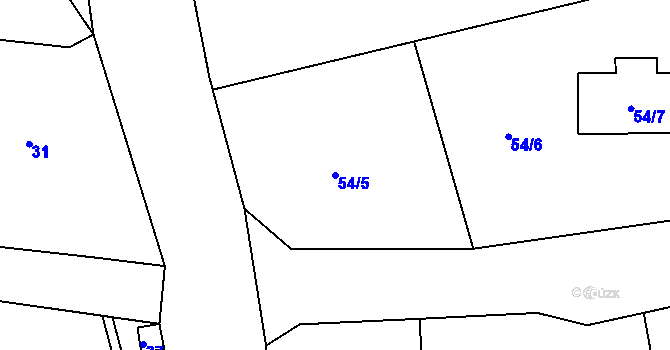 Parcela st. 54/5 v KÚ Rokle, Katastrální mapa