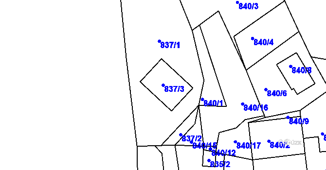 Parcela st. 837/3 v KÚ Rokle, Katastrální mapa