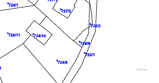 Parcela st. 724/9 v KÚ Rokle, Katastrální mapa