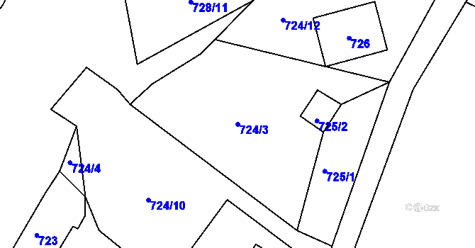 Parcela st. 724/3 v KÚ Rokle, Katastrální mapa