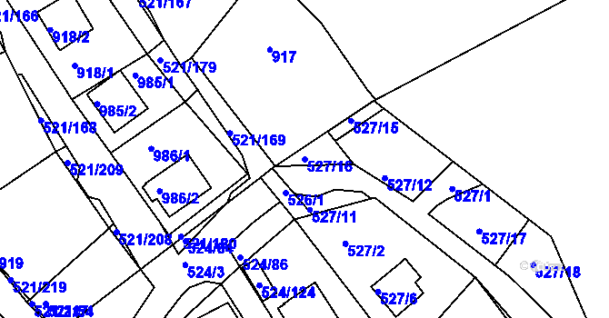 Parcela st. 527/16 v KÚ Rokle, Katastrální mapa