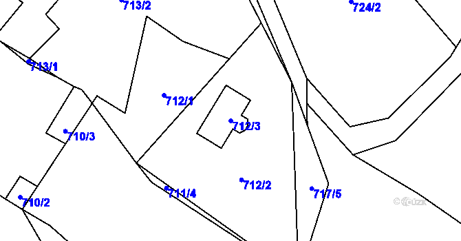 Parcela st. 712/3 v KÚ Rokle, Katastrální mapa