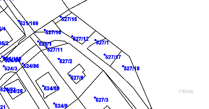 Parcela st. 527/17 v KÚ Rokle, Katastrální mapa