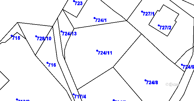 Parcela st. 724/11 v KÚ Rokle, Katastrální mapa