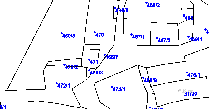 Parcela st. 466/7 v KÚ Rokle, Katastrální mapa