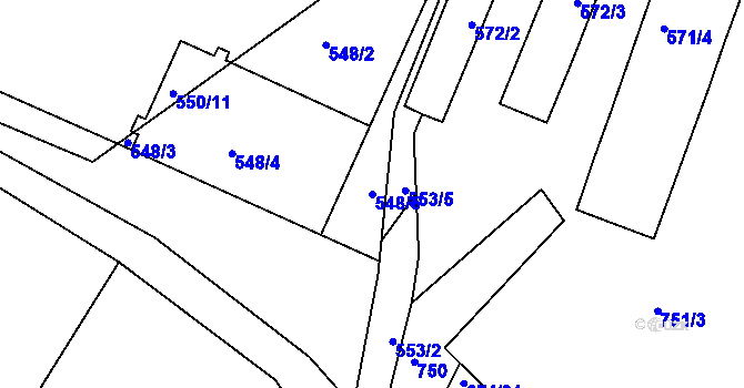 Parcela st. 548/5 v KÚ Rokle, Katastrální mapa
