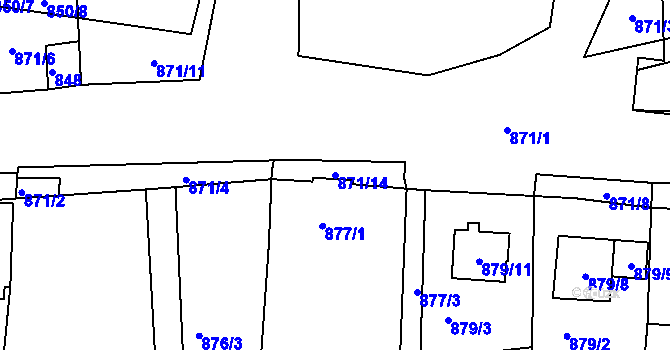 Parcela st. 871/14 v KÚ Rokle, Katastrální mapa