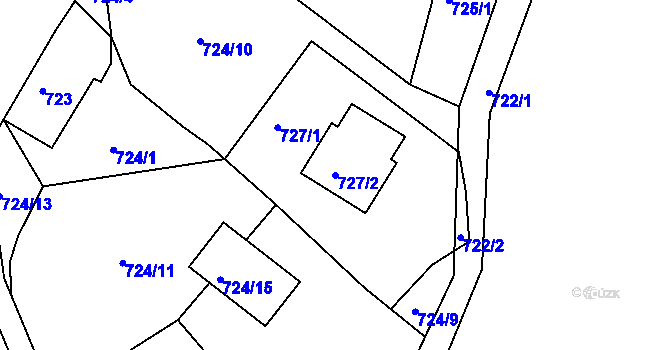 Parcela st. 727/2 v KÚ Rokle, Katastrální mapa