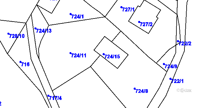 Parcela st. 724/15 v KÚ Rokle, Katastrální mapa