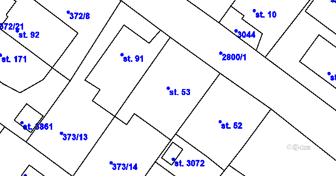 Parcela st. 53 v KÚ Rokycany, Katastrální mapa
