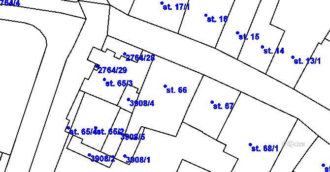 Parcela st. 66 v KÚ Rokycany, Katastrální mapa
