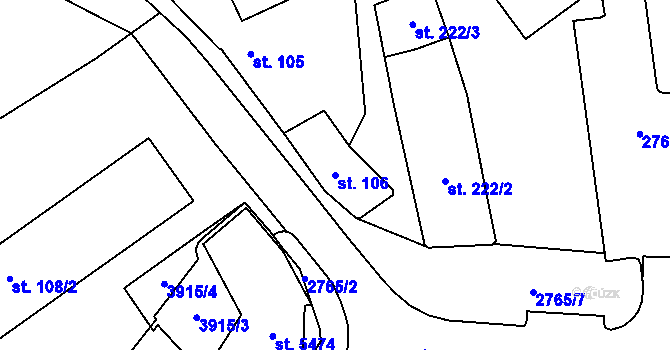Parcela st. 106 v KÚ Rokycany, Katastrální mapa