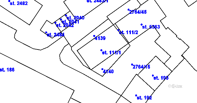 Parcela st. 111 v KÚ Rokycany, Katastrální mapa