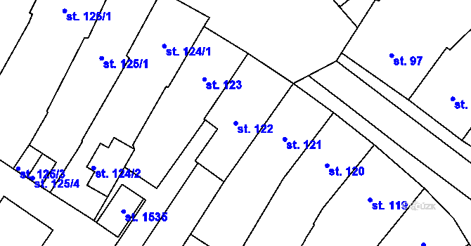 Parcela st. 122 v KÚ Rokycany, Katastrální mapa