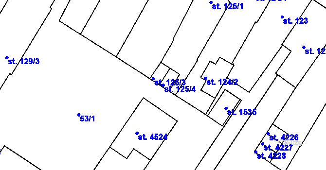 Parcela st. 125/4 v KÚ Rokycany, Katastrální mapa