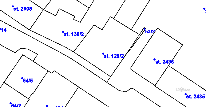 Parcela st. 129/2 v KÚ Rokycany, Katastrální mapa