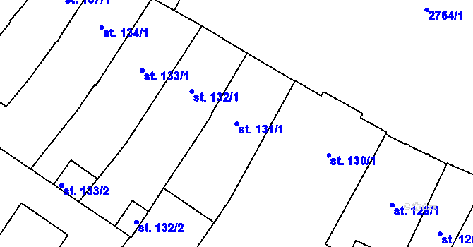 Parcela st. 131/1 v KÚ Rokycany, Katastrální mapa