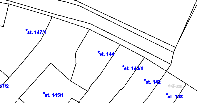 Parcela st. 144 v KÚ Rokycany, Katastrální mapa
