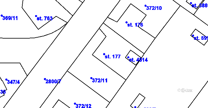 Parcela st. 177 v KÚ Rokycany, Katastrální mapa