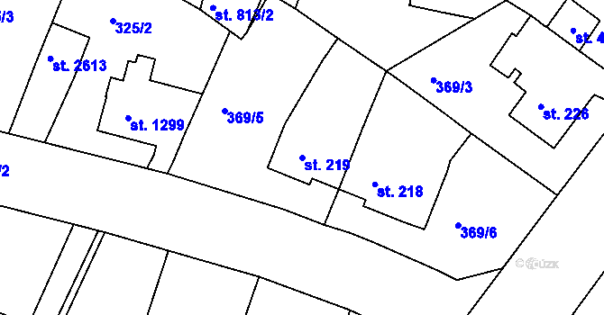 Parcela st. 219 v KÚ Rokycany, Katastrální mapa