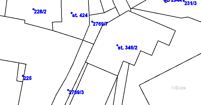 Parcela st. 347/5 v KÚ Rokycany, Katastrální mapa