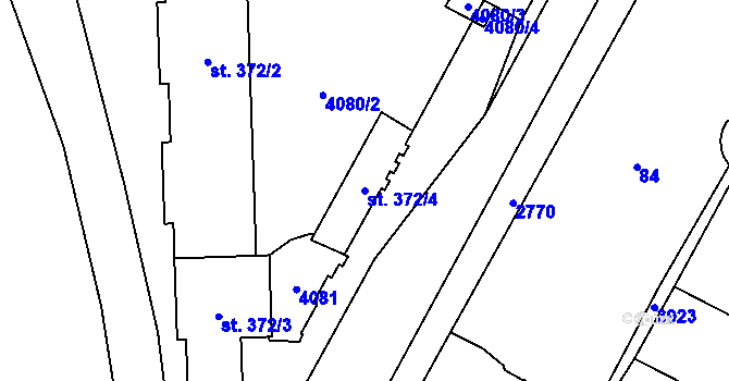 Parcela st. 372/4 v KÚ Rokycany, Katastrální mapa
