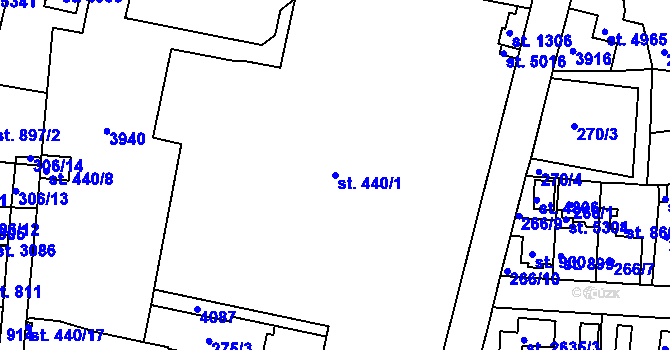 Parcela st. 440/1 v KÚ Rokycany, Katastrální mapa