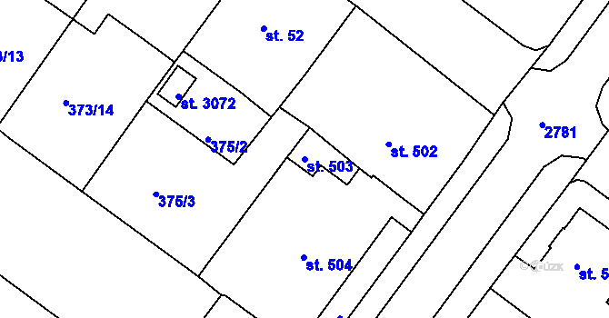 Parcela st. 503 v KÚ Rokycany, Katastrální mapa