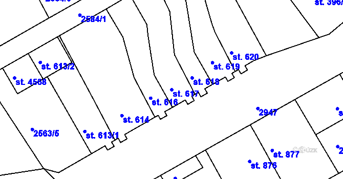 Parcela st. 617 v KÚ Rokycany, Katastrální mapa