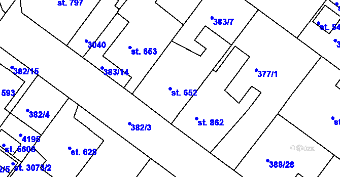 Parcela st. 652 v KÚ Rokycany, Katastrální mapa