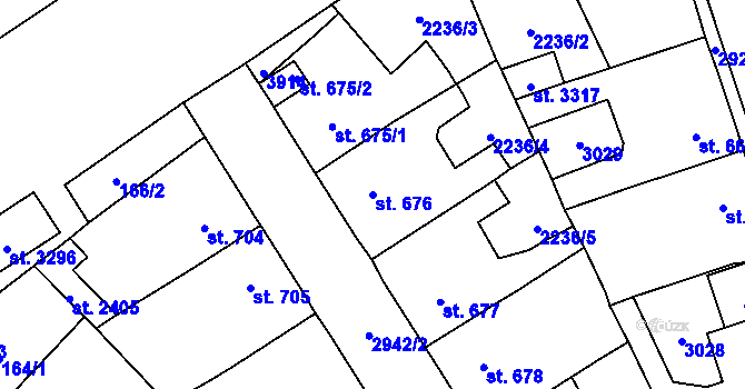 Parcela st. 676 v KÚ Rokycany, Katastrální mapa