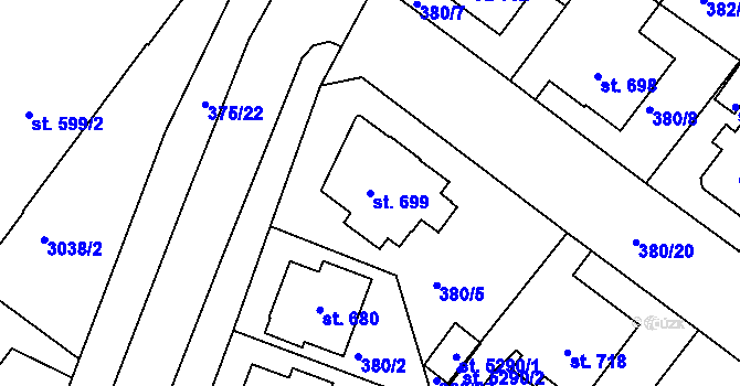 Parcela st. 699 v KÚ Rokycany, Katastrální mapa