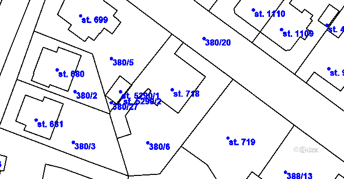 Parcela st. 718 v KÚ Rokycany, Katastrální mapa