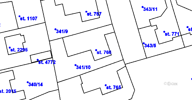 Parcela st. 766 v KÚ Rokycany, Katastrální mapa