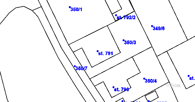 Parcela st. 791 v KÚ Rokycany, Katastrální mapa