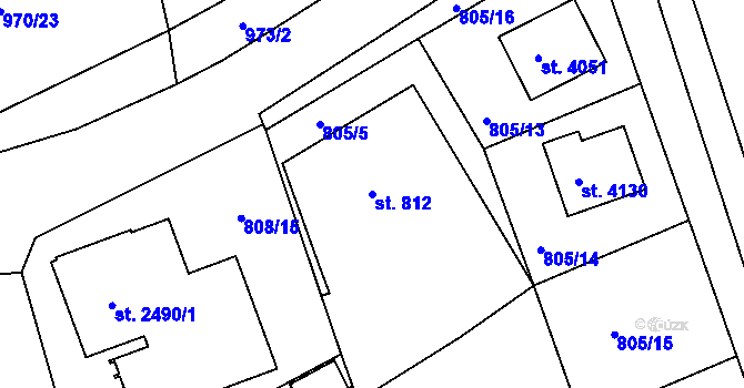Parcela st. 812 v KÚ Rokycany, Katastrální mapa