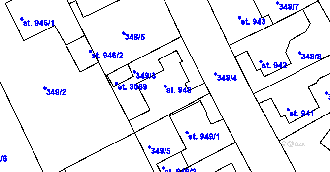 Parcela st. 948 v KÚ Rokycany, Katastrální mapa